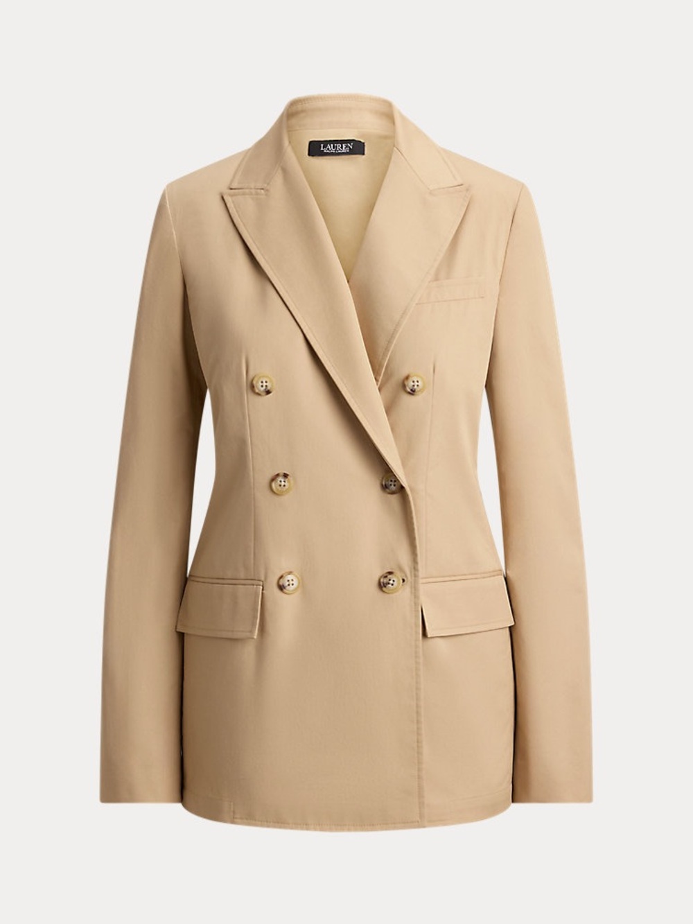 Lauren Ralph Lauren Double-Breasted Beige Blazer Jacket